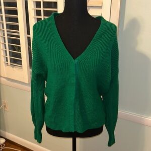 CAbi V-Neck Sweater in Vibrant Green